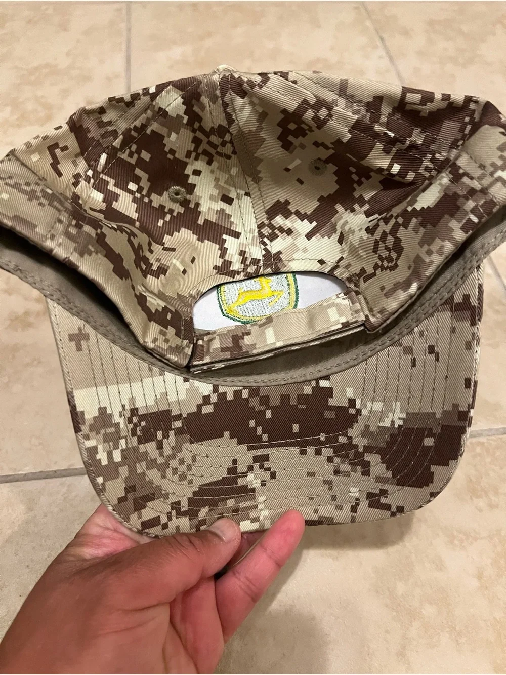 John Deere Green and Yellow Logo Cap with Camo Panel